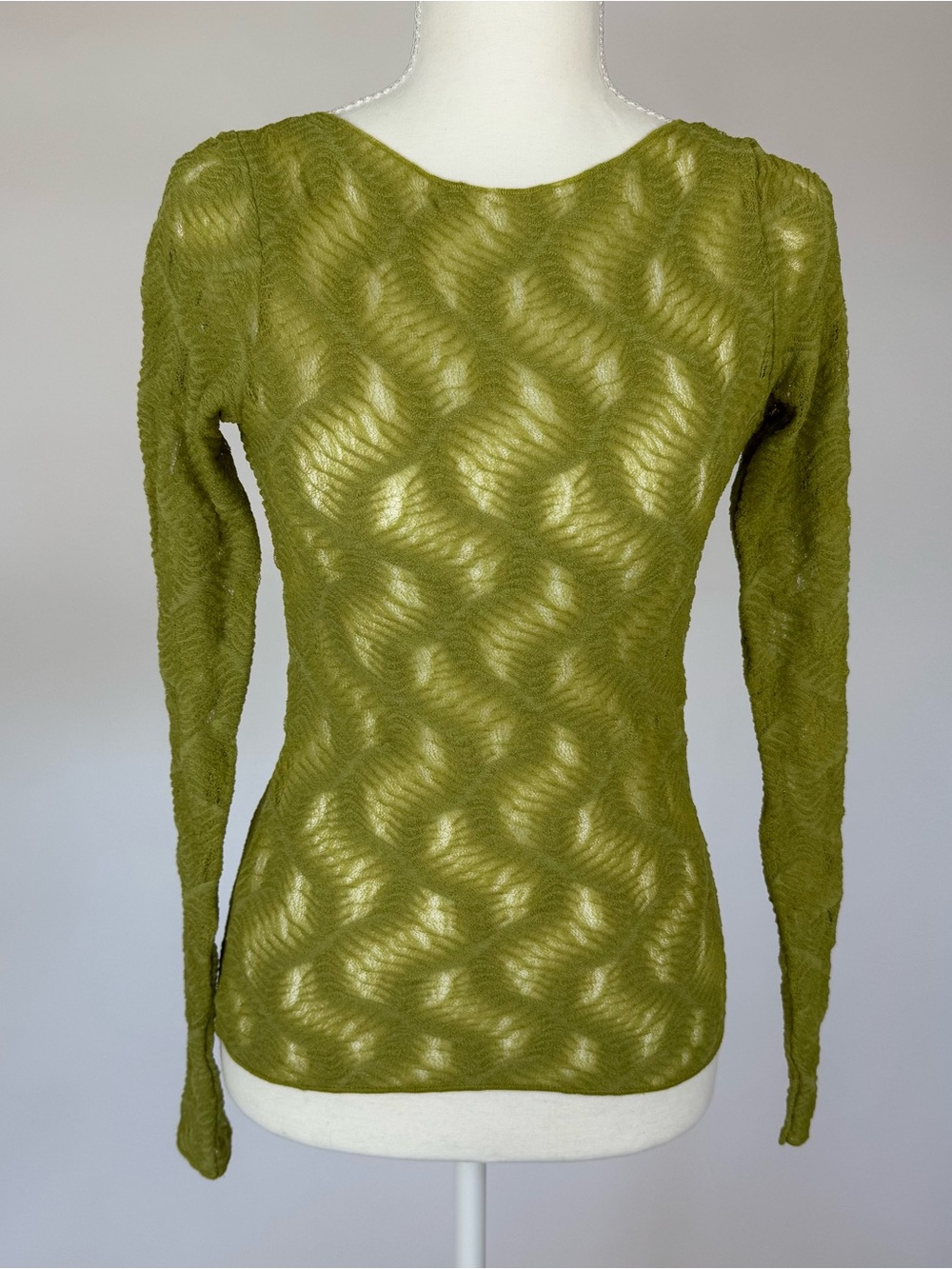 Zara Olive Green Sheer Textured Open Back Top NWT